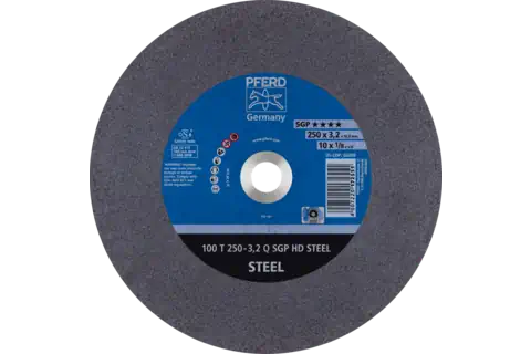 Large Diameter Cut-Off Wheel 10" x 1/8 x 5/8, SGP HD STEEL, Q, Aluminum oxide 1