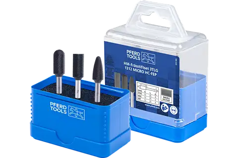 Tungsten carbide high-performance burr set 1312 MICRO 3-piece dia. 12 mm shank dia. 6 mm HICOAT coated for finishing 1