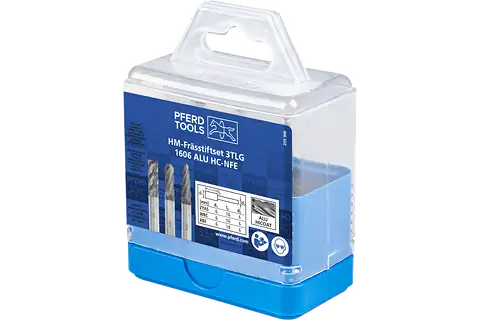 Tungsten carbide high-performance burr set 1606 ALU 3-piece dia. 6 mm shank dia. 6 mm HICOAT coated for aluminium/non-ferrous metals 2