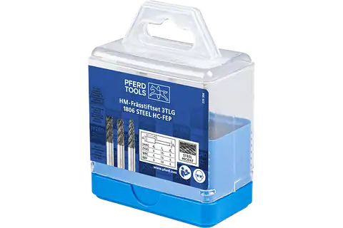 Hartmetall Hochleistungsfrässtift Set 1806 STEEL 3-tlg Ø 6mm Schaft-Ø 6mm HICOAT beschichtet für Stahl 2