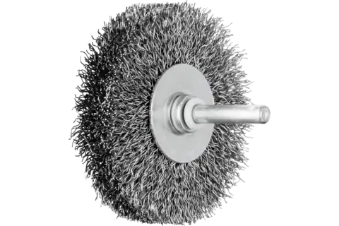 Wheel brushes crimped shank-mounted