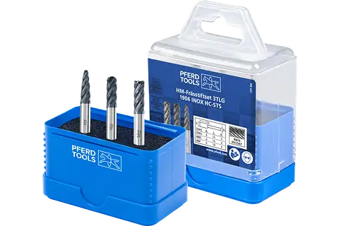 Tungsten carbide high-performance burr set 1906 INOX 3-piece dia. 6 mm shank dia. 6 mm HICOAT coated for stainless steel 1