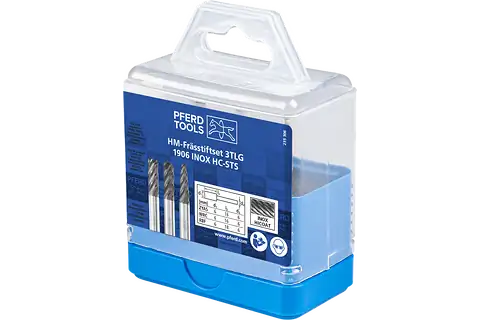 Tungsten carbide high-performance burr set 1906 INOX 3-piece dia. 6 mm shank dia. 6 mm HICOAT coated for stainless steel 2