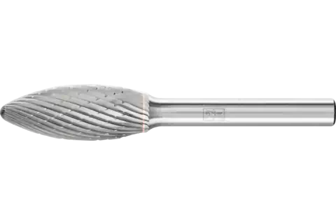 Carbide Bur SH-5 Flame Shape ALU Cut 1/2" x 5/4" x 1/4" Shank 1