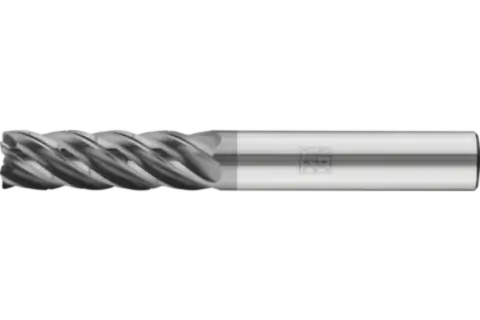 Universal solid tungsten carbide end mill with five blades UCD5, radius corner design with chip breakers, 3xD
