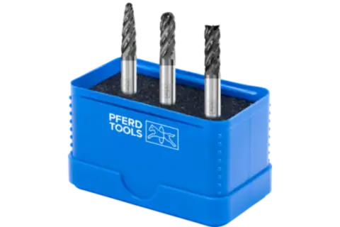 Tungsten carbide burr set for high performance, cut ALU HC-FEP
