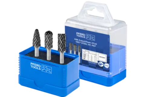 Tungsten carbide burr set for high performance, cut STEEL HC-FEP