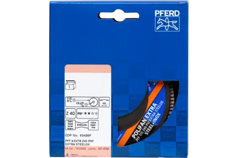 Pferd 60458 POLIFAN PSF-EXTRA Flap Discs, 4 1/2 In, 40 Grit, 7/8 In Arbor, 13,300 Rpm