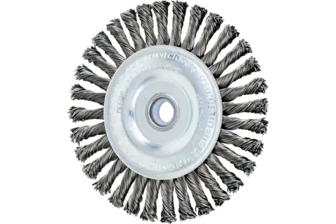 Stringer Bead Wheel Brush 4" Dia .020 Carbon Steel 1/2" Arbor 1
