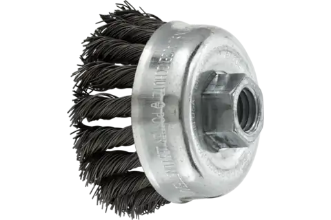 Knot Wire Cup Brush PSF 2-3/4″ Dia. .020 Carbon Steel 5/8-11″ Thread Retail 2