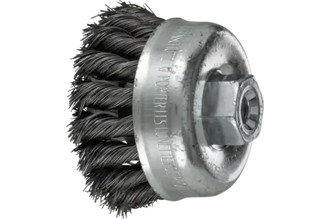 Knot Wire Cup Brush 2-3/4″ Dia. .014 Carbon Steel 3/8-24 Thread 2
