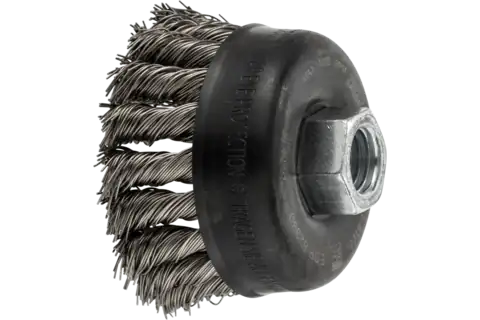 Knot Wire Cup Brush PSF 2-3/4″ Dia. .020 Stainless Steel 5/8-11″ Thread Retail 2