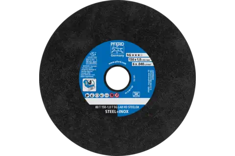 Laboratory cut-off wheel T 150x1.0x20,2 mm Performance Line SG LAB HD STEELOX for steel/stainless steel 1
