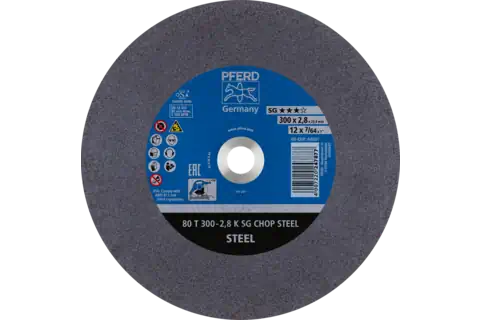 Large Diameter Cut-Off Wheel 12" x 7/64 x 1, SG CHOP STEEL, K, Aluminum oxide 1