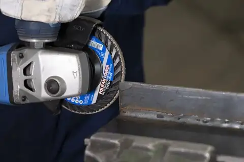 PFERD POLIFAN Fächerscheibe – 125 Mm, Zirkonkorund Z40, 10 Stück, Für Stahl & INOX, Mit TRIM-Funktion, Bohrung 22,23 Mm