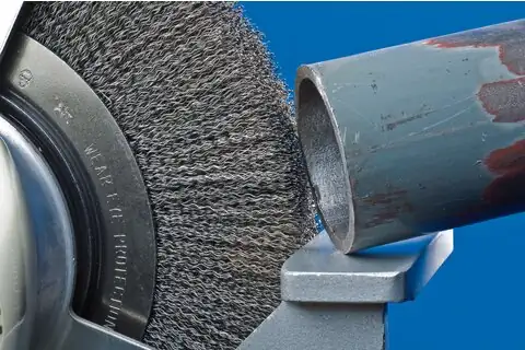 wheel brush wide crimped RBU dia. 200x25xvariable hole steel wire dia. 0.30 bench grinder 3
