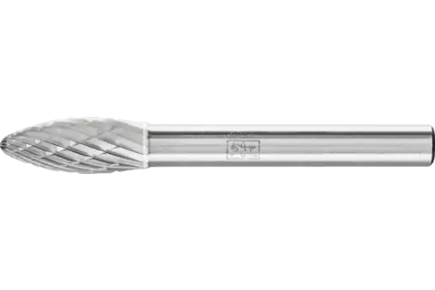 Tungsten carbide burr flame B dia. 08x20 mm shank dia. 6 mm Z3P universal medium cross cut 1