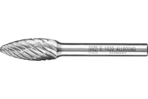 Fresa metallo duro per uso professionale ALLROUND fiamma B Ø 10x25 mm, gambo Ø 6 mm universale grossa 1