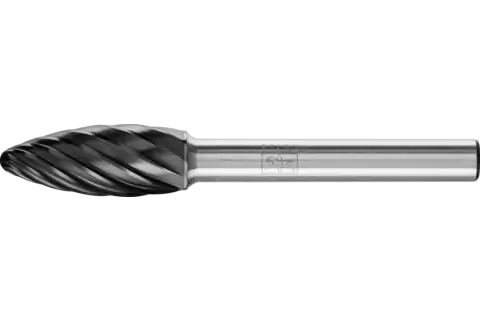 Tungsten carbide high-performance burr INOX flame B dia. 10x25 mm shank dia. 6 mm HICOAT for stainless steel 1