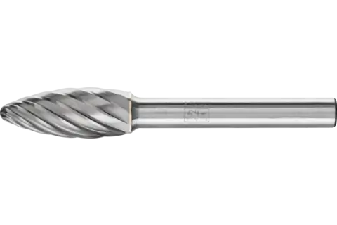 Fresa de metal duro de alto rendimiento INOX forma de llama B Ø 10x25 mm, mango Ø 6 mm, para acero inoxidable 1