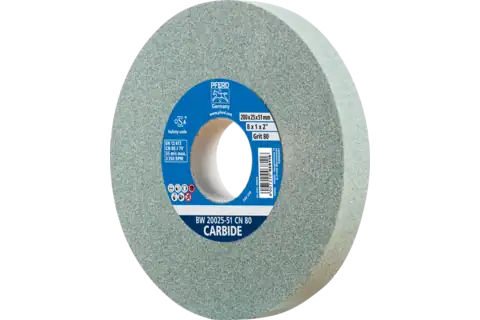 Slijpboksteen Ø 200x25 mm asgat-Ø 51 mm SiC80 voor harde materialen bijv. hardmetaal 1