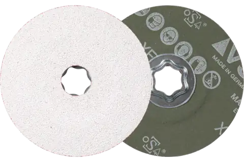 COMBICLICK Keramikkorn Fiberscheibe Ø 115 mm CO-ALU80 für weiche NE Metalle 1