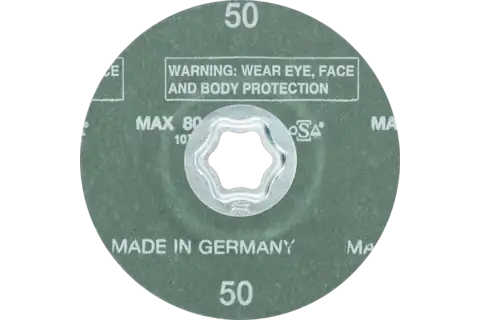 COMBICLICK Zirkon Fiberscheibe Ø 115 mm Z50 für hohen Abtrag auf Stahl 3