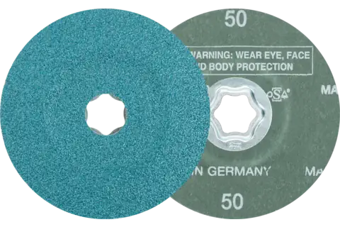 COMBICLICK Zirkon Fiberscheibe Ø 115 mm Z50 für hohen Abtrag auf Stahl 1