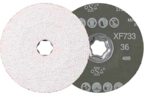 COMBICLICK Keramikkorn Fiberscheibe Ø 125 mm CO-ALU36 für weiche NE Metalle 1