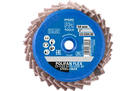 COMBIDISC flexible ceramic oxide grain Mini-POLIFAN CD dia. 50 mm CO-COOL120 for cool grinding on stainless steel 3