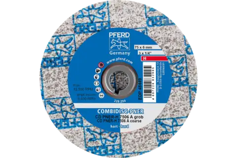 COMBIDISC® Unitized Disc, 3" Dia, Type CD, Coarse, Hard, 8AC, Aluminum oxide 3