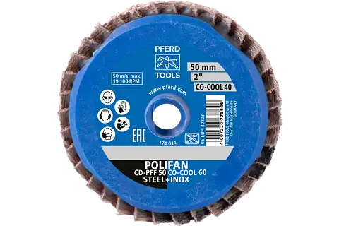 COMBIDISC Keramikkorn Mini-POLIFAN CDR Ø 50mm CO-COOL80 für kühlen Schliff auf Edelstahl 3