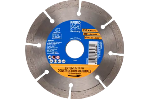 Diamant-Trennscheibe DS 110x1,6x20 mm PSF für schnelles Trennen von Stein und Beton 1
