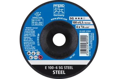 Afbraamschijf E 100x6,3x16 mm prestatielijn SG STEEL voor staal 1