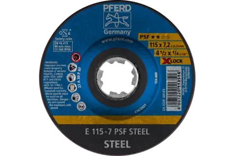Grinding wheel E 115x7.2 mm X-LOCK Universal Line PSF STEEL for steel 1