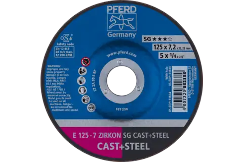 Afbraamschijf E 125x7,2x22,23 mm ZIRKON prestatielijn SG CAST+STEEL voor gietijzer/staal 1
