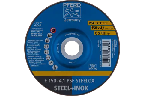 Grinding wheel E 150x4.1x22.23 mm Universal Line PSF STEELOX for steel/stainless steel 1