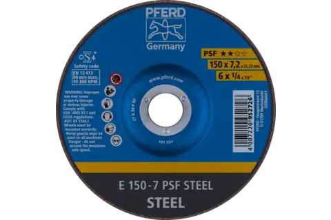 Schruppscheibe E 150x7,2x22,23 mm Universallinie PSF STEEL für Stahl 1