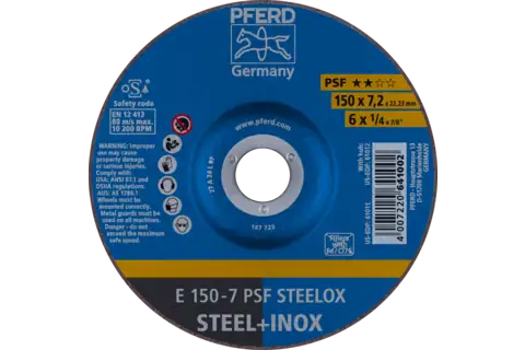 Grinding wheel E 150x7.2x22.23 mm Universal Line PSF STEELOX for steel/stainless steel 1