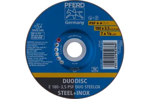 DUODISC Trenn-/Schleif. E 180x3,5x22,23 mm gekr. Uni.-Linie PSF DUO STEELOX f. Stahl/VA 1