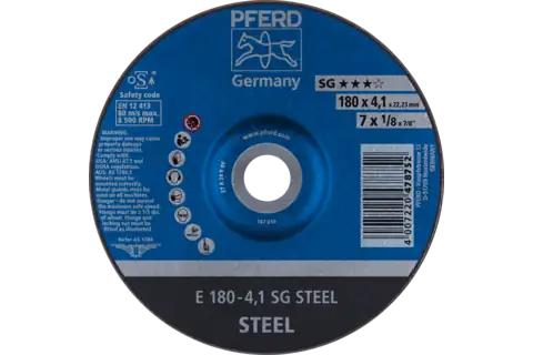 Grinding wheel E 180x4.1x22.23 mm Performance Line SG STEEL for steel 1