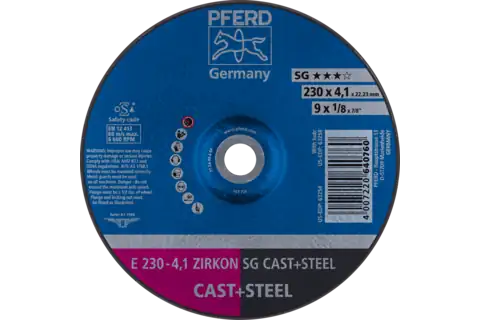 Afbraamschijf E 230x4,1x22,23 mm ZIRKON prestatielijn SG CAST+STEEL voor gietijzer/staal 1