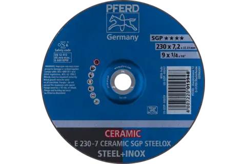 Grinding wheel E 230x7.2x22.23 mm CERAMIC Performance Line SGP STEELOX for steel/stainless steel 1