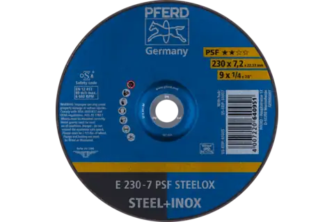 Grinding wheel E 230x7.2x22.23 mm Universal Line PSF STEELOX for steel/stainless steel 1