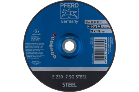 Schruppscheibe E 230x7,2x22,23 mm Leistungslinie SG STEEL für Stahl 1