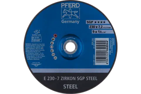 Grinding wheel E 230x7.2x22.23 mm ZIRKON Special Line SGP STEEL for steel 1