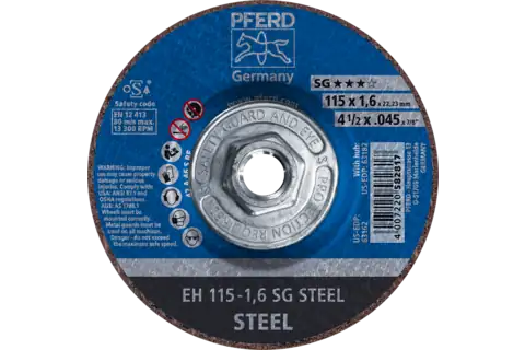 Cut-Off Wheel, 4-1/2" x .045 x 5/8-11, SG STEEL, T27, Aluminum oxide 1