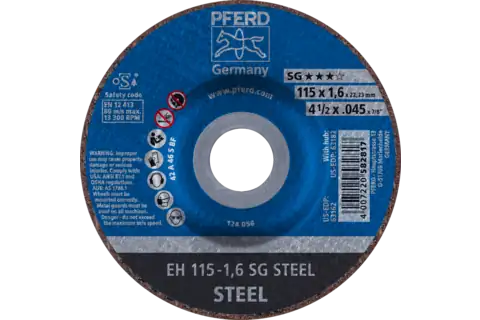Cut-Off Wheel, 4-1/2" x .045 x 7/8, SG STEEL, T27, Aluminum oxide 1