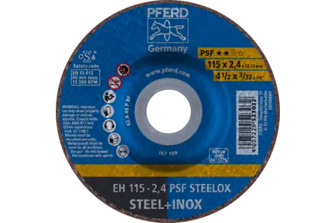 Doorslijpschijf EH 115x2,4x22,23 mm doorgezet universele lijn PSF STEELOX voor staal/edelstaal 1