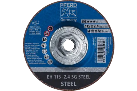 Cut-Off Wheel, 4-1/2" x 3/32 x 5/8-11, SG STEEL, T27, Aluminum oxide 1